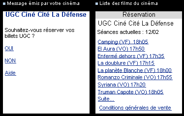 Site WAP UGC Ciné-Cité La Défense