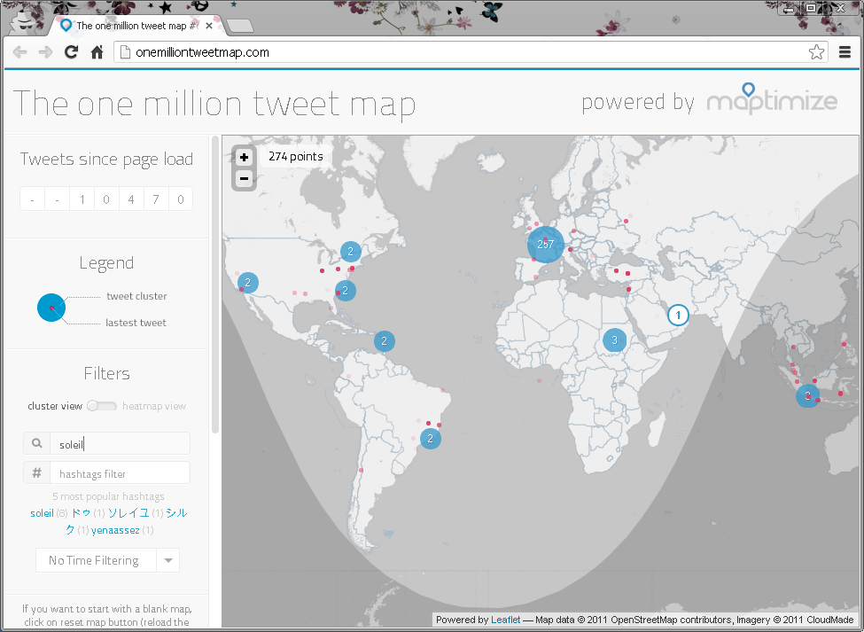 one million tweet map : search for "soleil"