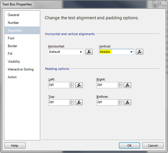 RDLC - Text Box Properties - Alignment