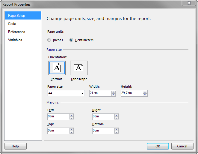 RDLC - Report properties - Page Setup